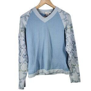 Nike Golf Sweater Womens L Blue NSU Athletic Training V-Neck Argyle Paisley